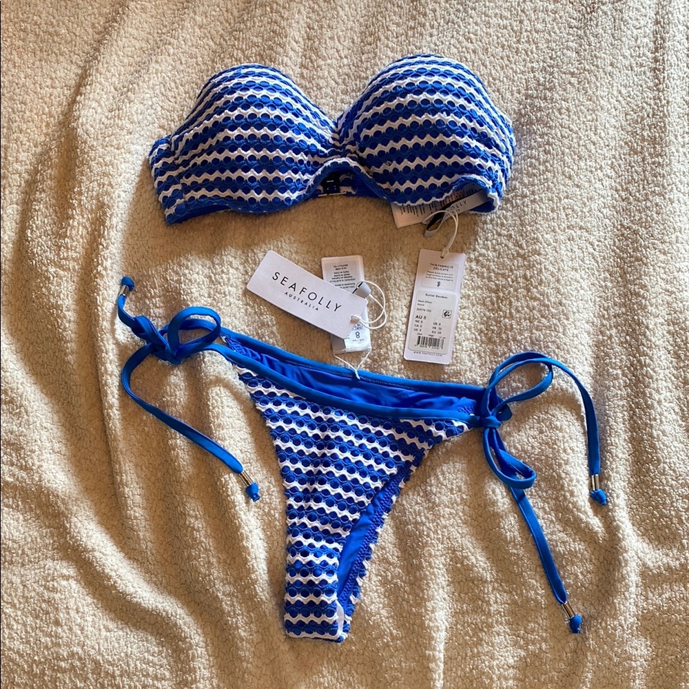 Seafolly Wave Pattern Bikini in Blue and White
